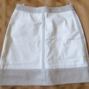 Belstaff Pencil Skirt, Leather Trim, Beige, sz.S, waist 26in,lined, cotton blend